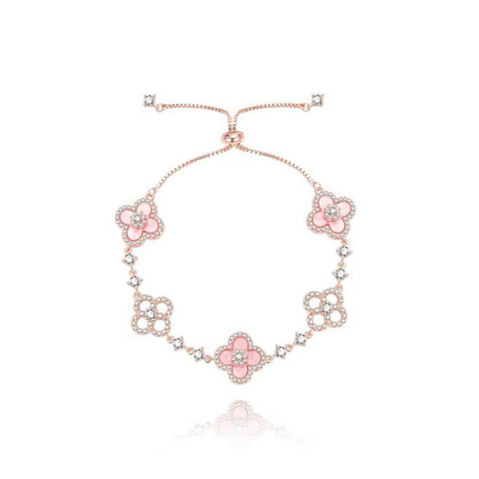 Bracelet Sarah coulissant à trèfles roses