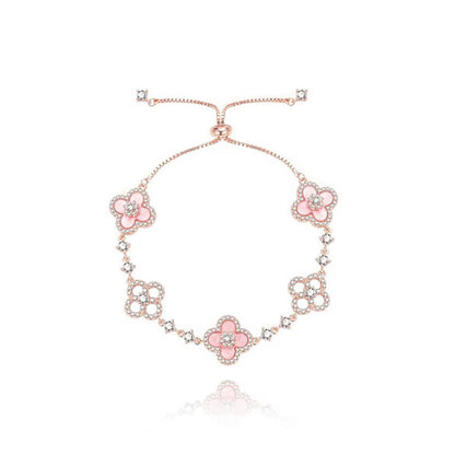 Bracelet Sarah coulissant à trèfles roses